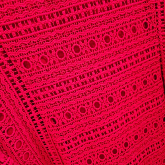 Designer NANETTE LEPORE Red Lace Dress - Bell Sleeves - Fully Lined - Size 10 - Picture 3 of 8